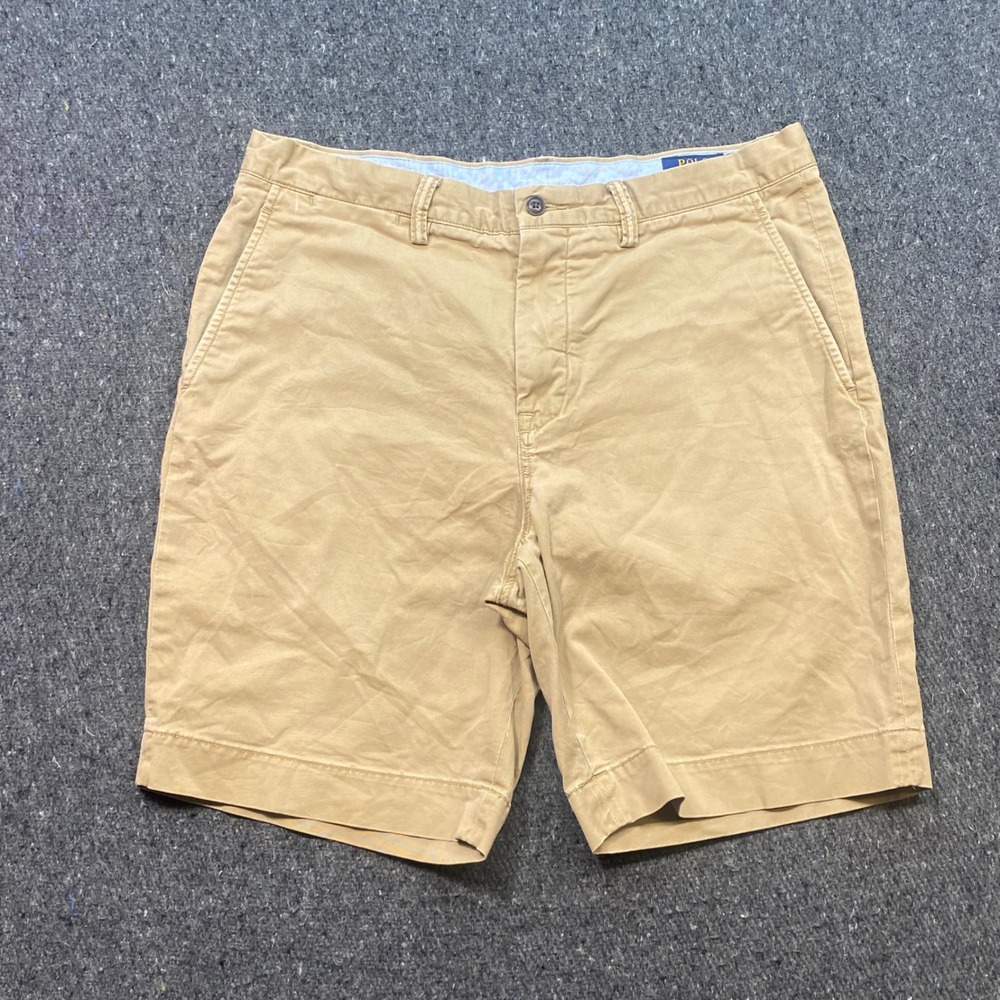 Polo Ralph Lauren Chino Shorts 35 Mens Tan Preppy Stretch Classic Fit Khaki Pony